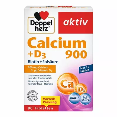 DOPPELHERZ Vápník 900+D3 tablety, 80 ks