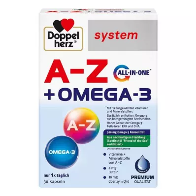 DOPPELHERZ Kapsle systému A-Z+Omega-3 all-in-one, 30 ks