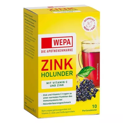 Wepa zinkový bez + vitamín C + zinkový prášek bez cukru, 10x10 g